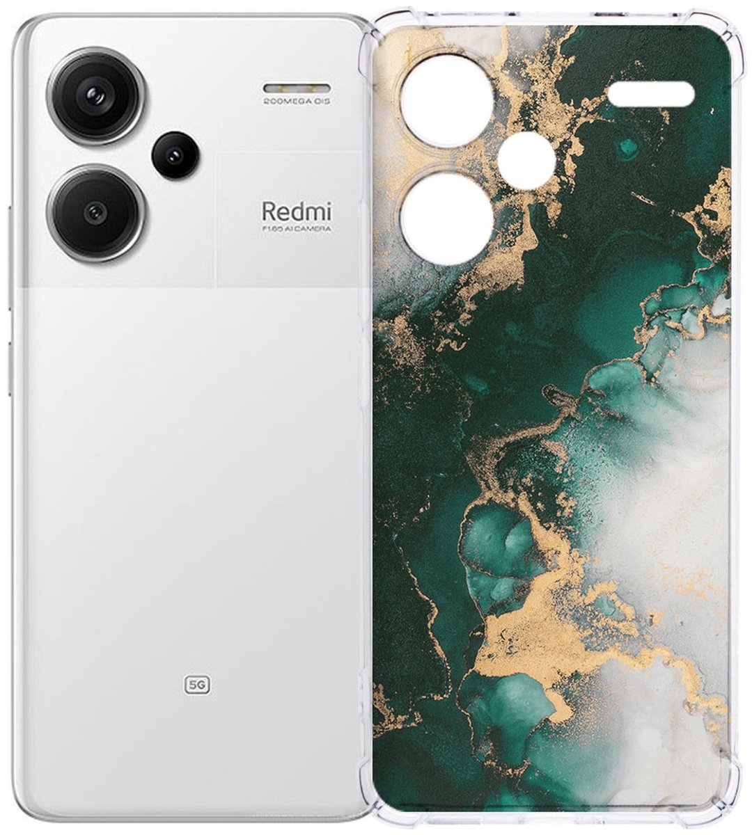Xiaomi Redmi 13 Pro Plus Hoesje - Marmer Groen TPU Antishock