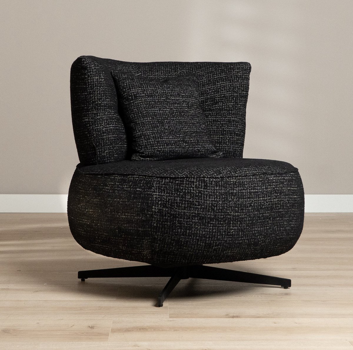 Bronx71 Fauteuil Fallon draaibaar gemêleerde stof zwart