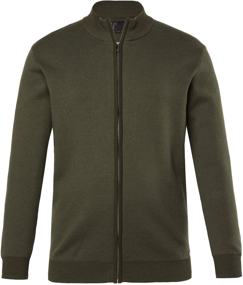 JP 1880 - Heren - Vest CashmereTouch breigoed opstaande kraag - Mosgroen - Maat 6XL
