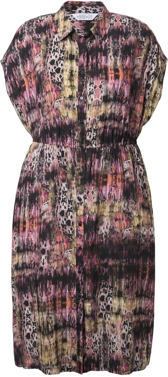 Studio Untold - Dames - Midi-jurk A-lijn leo elastische taille - Donkerolijf - Maat 46+
