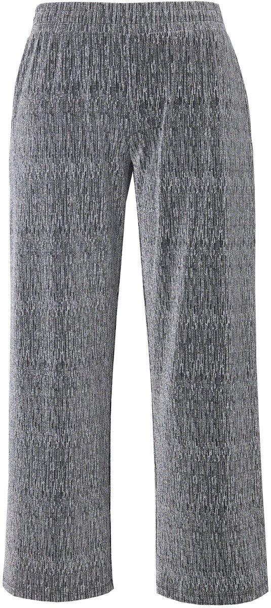 MIAMODA - Dames - Broek wijde pijpen glittereffect elastische tailleband - Zilver - Maat 42