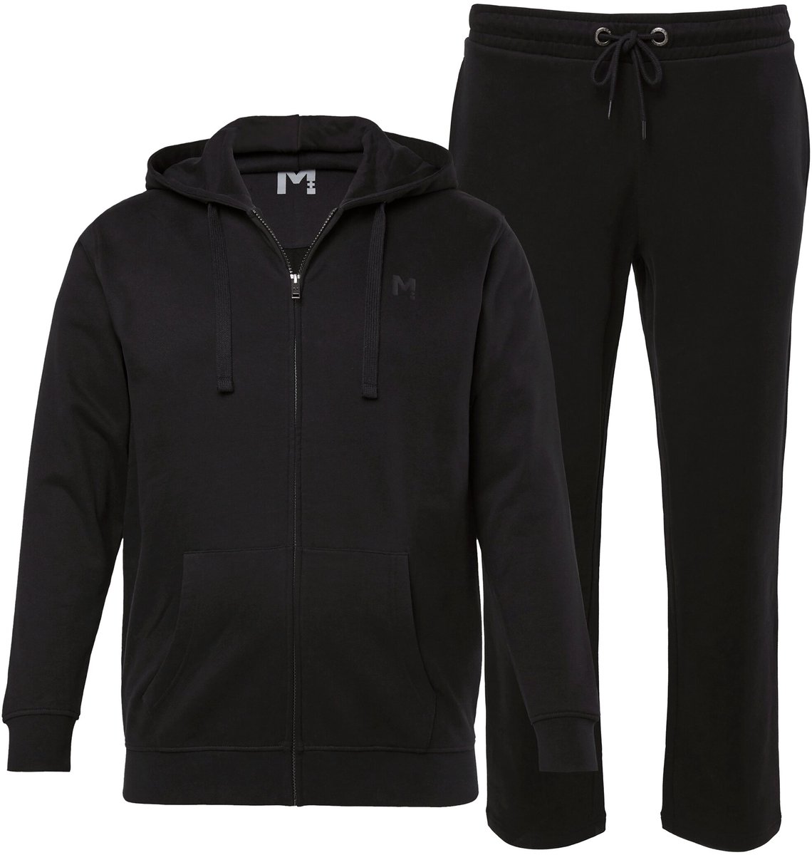 Men Plus - Heren - Joggingpak tweedelig jas met capuchon - Zwart - Maat XXL