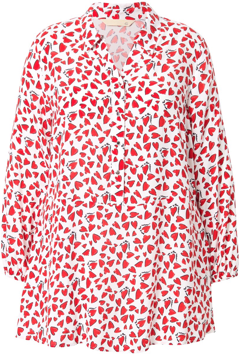 MIAMODA - Dames - Blouse A-lijn hartjesmotief - Off-white - Maat 44