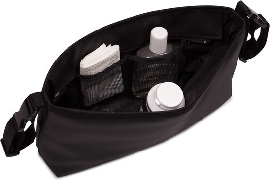 FEROCITY - Buggy kinderwagen organizer Universele tas Kinderwagenhaak - Leer - Gewatteerd - Zwart — afbeelding 4
