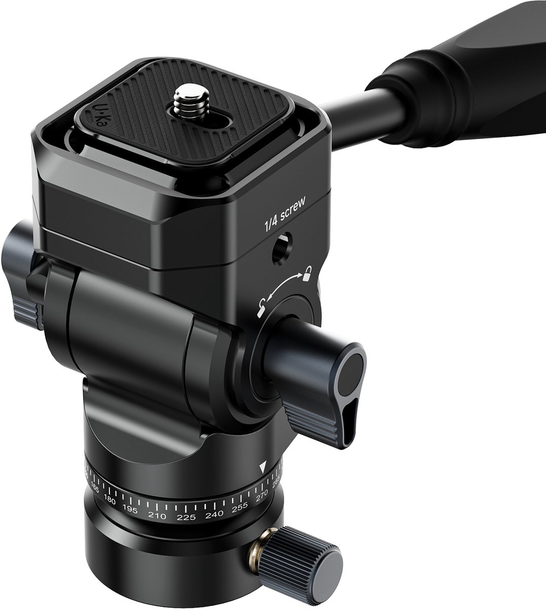 Ulanzi U-190 II Uka Fluid Head Video Statiefkop - Voor Soepele Pan & Tilt Bewegingen - Lichtgewicht met 4kg Draagvermogen - Aluminium - Zwart