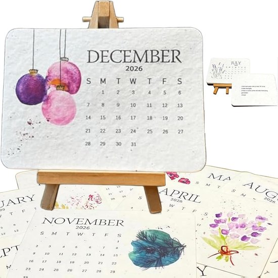 Milieuvriendelijke plantbare liefdeszaadkalender 2026, perfecte moderne...