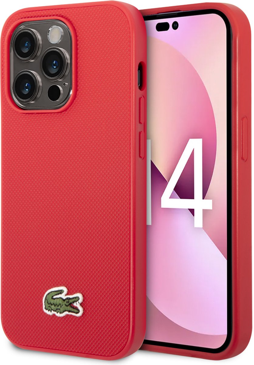 Lacoste Back cover iPhone 14 Pro - Rood - Schokabsorberend - Verhoogde randen