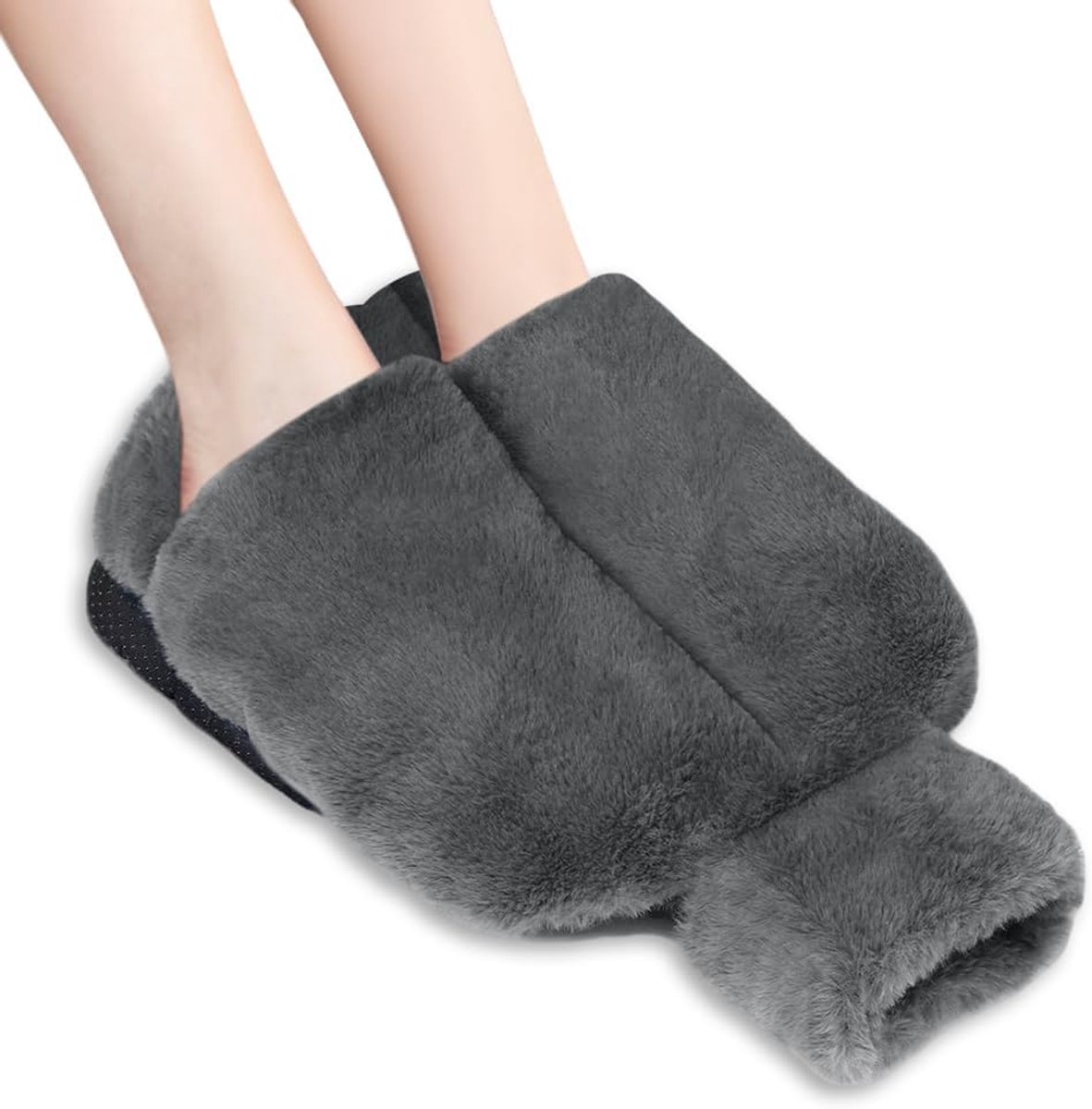 Voetwarmer, warmwaterkruik, pluche, 2-in-1 warmteschoenen, wasbaar en afneembare warmwaterkruik, warme waterzak, verwarmde pantoffels, niet elektrische voetenwarmer voor heren, dames en