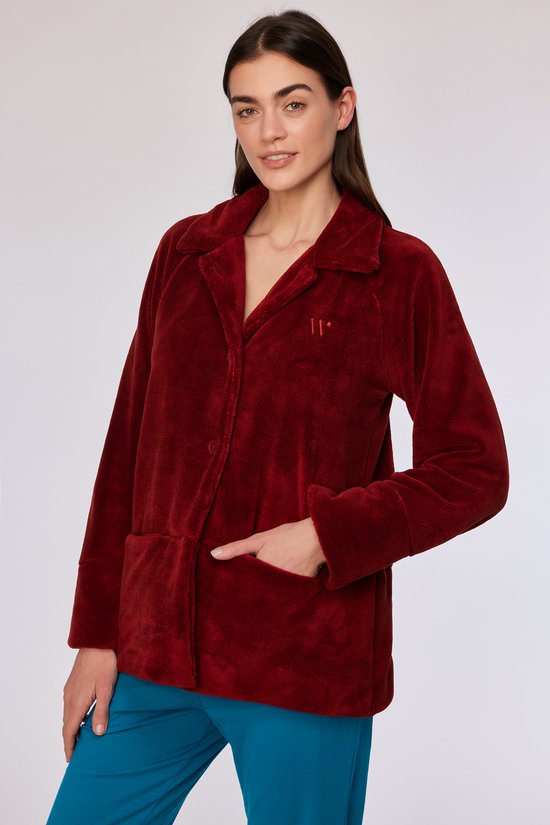 Robe de chambre boutonnée femme Woody - rouge foncé - 252-10-MOW-C/495 - taille L