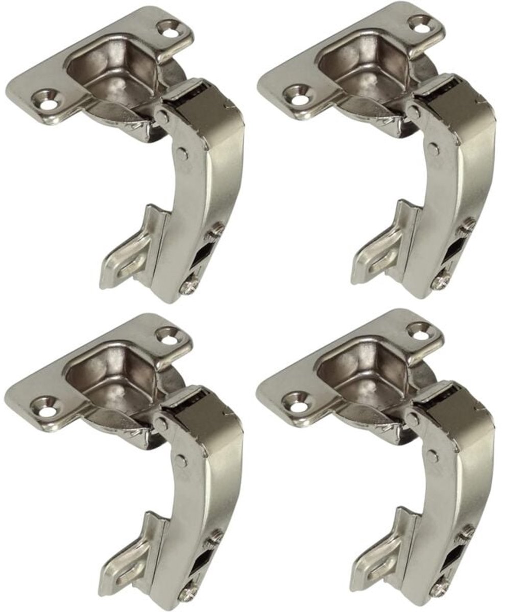 Set van 4 onzichtbare 90° clipscharnieren - voor hoekmeubeldeuren met één deur - met demper en clip - 35 mm montageopening