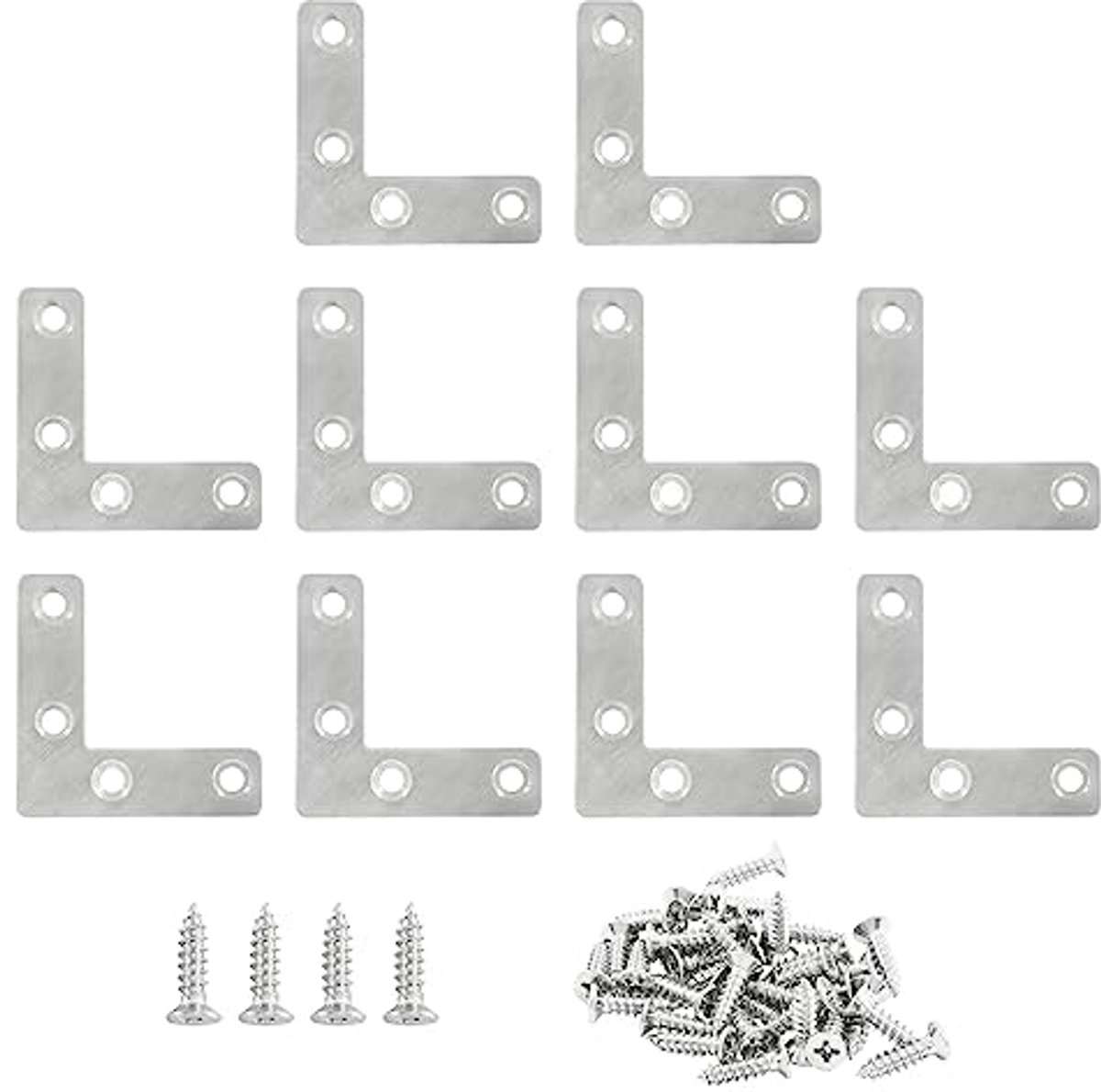 10 Stuks 2 x 2 Inch L-Beugels Roestvrij Staal Hoekbeugels voor Ondersteuning