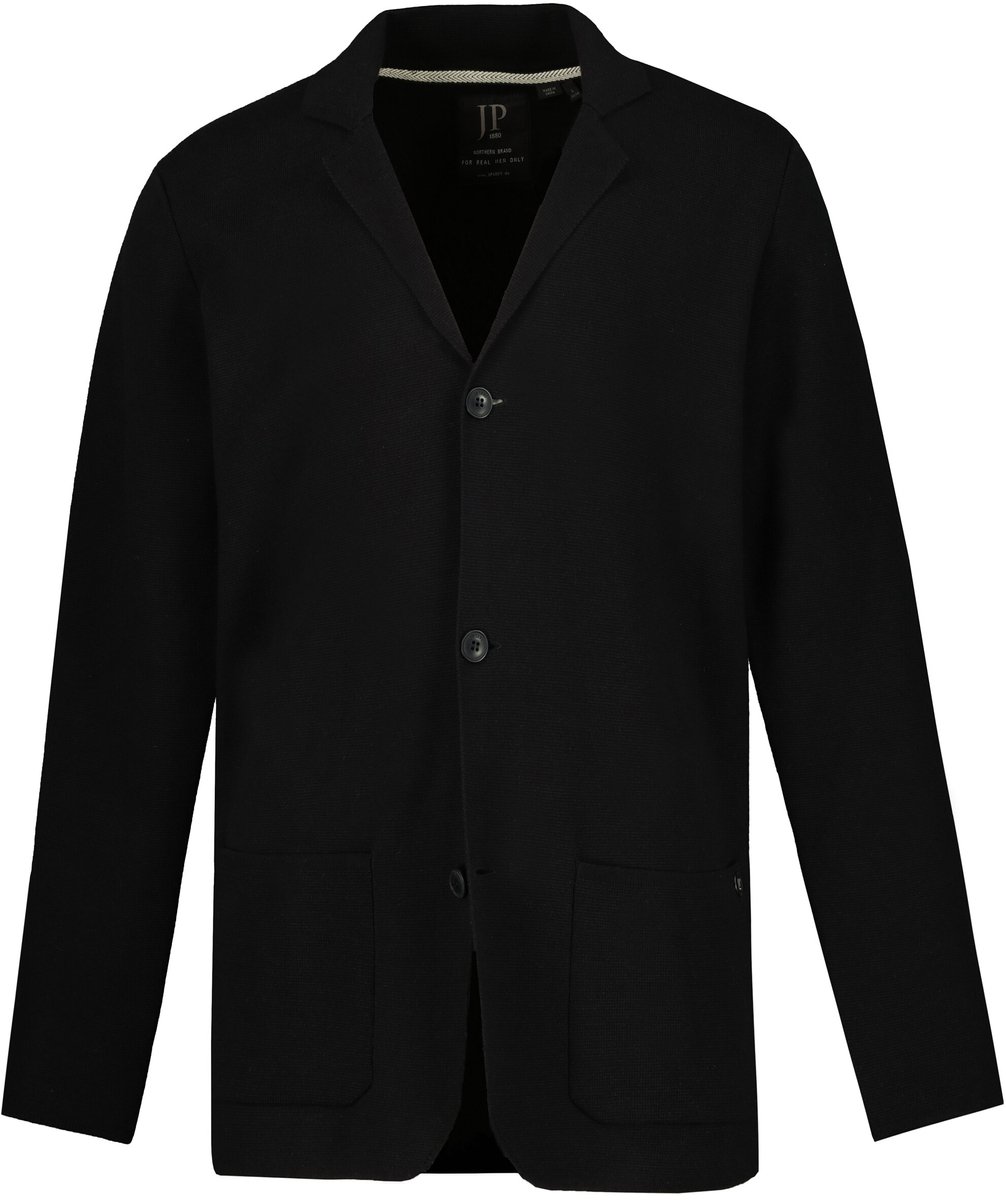 JP 1880 - Heren - Gebreid jasje FLEXNAMIC® Milano-breigoed reverskraag - Zwart - Maat 5XL