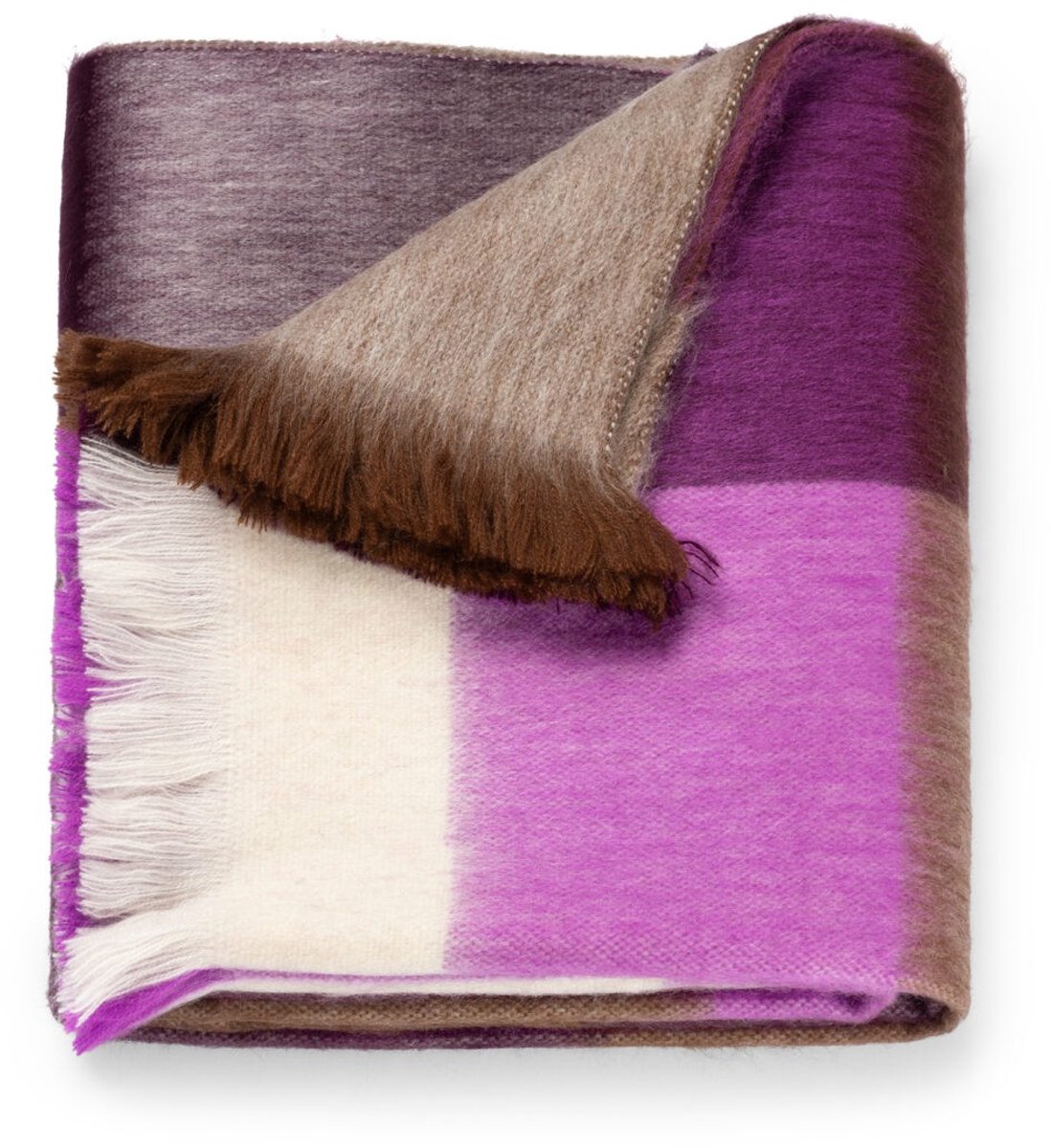 Scarf Blocked Plum Purple, Wine Red, Ivory, Brown