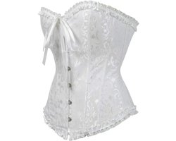 Palace Corset - Body Shaper - Korset - wit - Geborduurd bruidskorset - Maat L - Perfect voor bruiloften, kerstfeestjes, cosplay, Halloween-kostuums en podiumoptredens