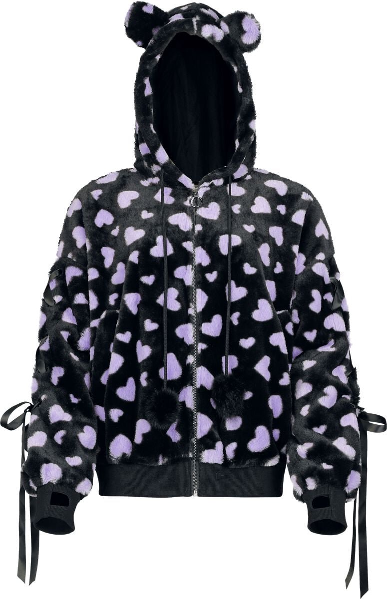 Banned Nanami Hoodie Dames Vest met capuchon - zwart/paars - M