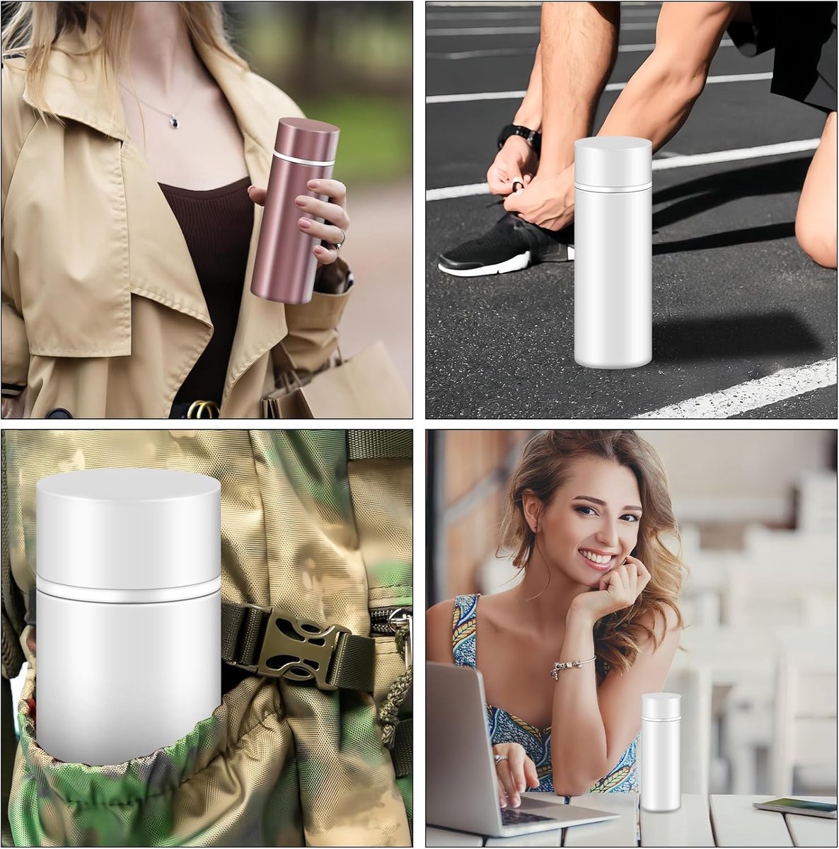 2 stuks Mini-thermosfles, roestvrij staal, 120 ml, dubbel geïsoleerde kleine drinkfles van roestvrij staal voor warme en koude dranken, perfect voor outdoor, werk, school, wandelen en onderweg — cadeau in Sport & Outdoor - foto 5