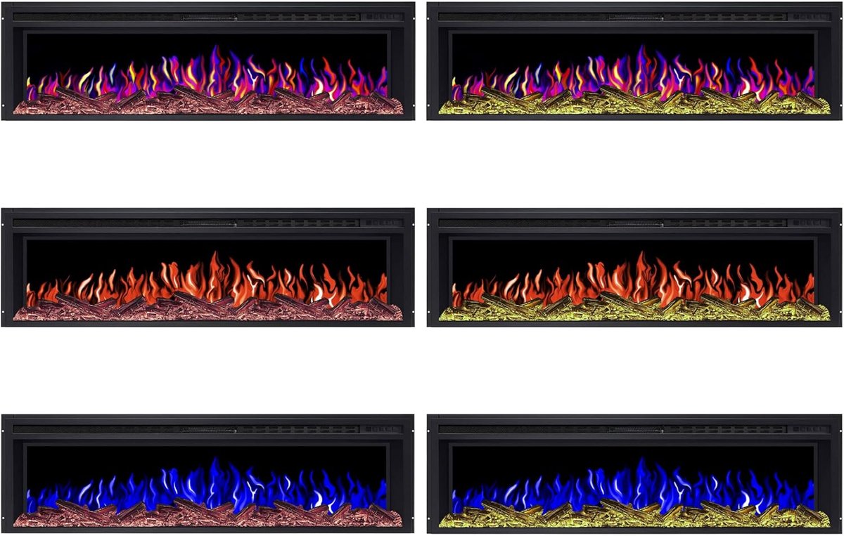 Elektrische Inbouwhaard Medahomestore AF58 – 148,2 cm – 1600W – Realistisch 3D LED Vlameffect – Verwarming met Thermostaat & Timer – Afstandsbediening – Knettereffect – Infrarood – Oververhittingsbeveiliging – Zwart – Wandmontage – Luxe Sfeerhaard v