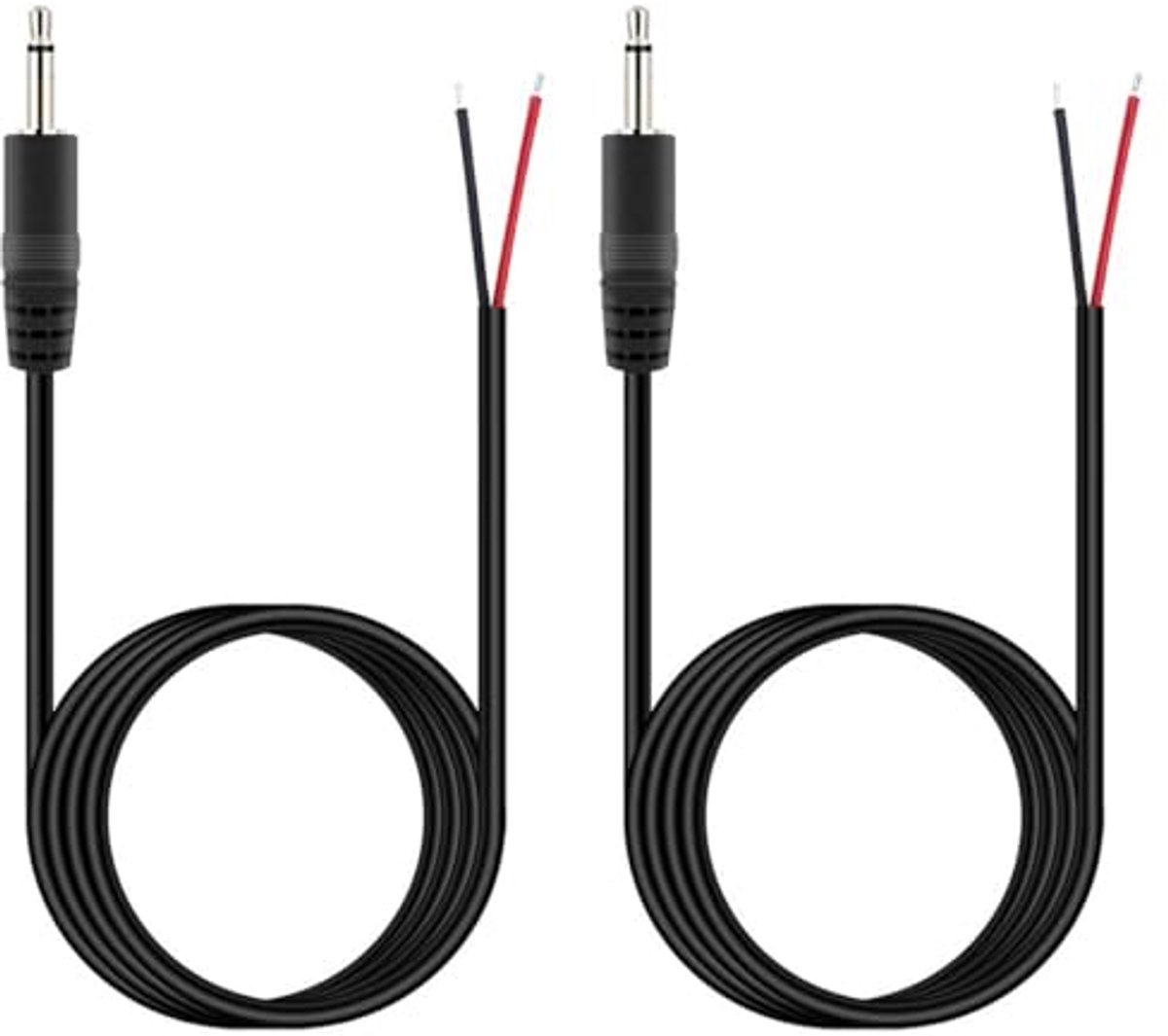 2 Stuks 1,5 m 3,5 mm Mannelijke Stekker naar Blanke Draad - Vervangende Audiokabel voor Hoofdtelefoons en Luidsprekers