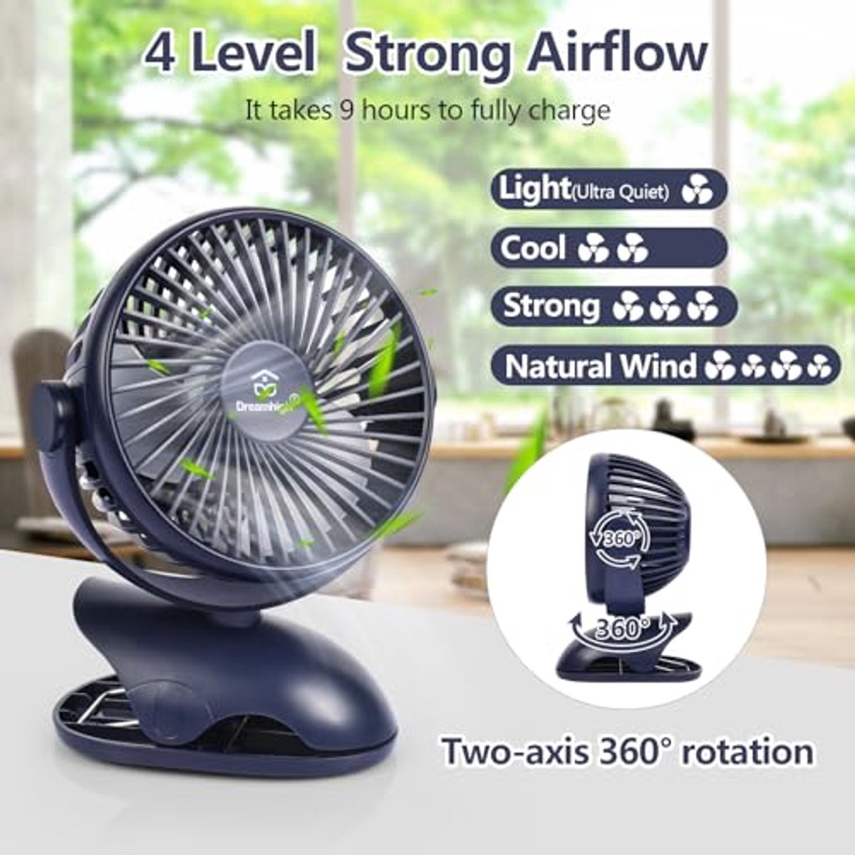 Mini USB Desk Fan - Stille Tafel Ventilator voor Thuis en Kantoor thumbnail 4