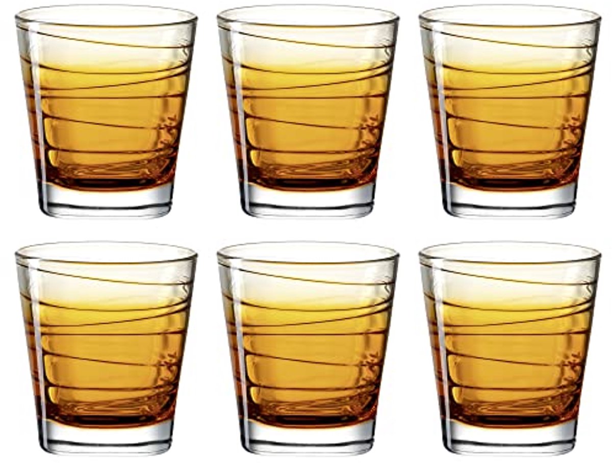 Set van 6 Drinkglazen 250 ml Oranje en Geel