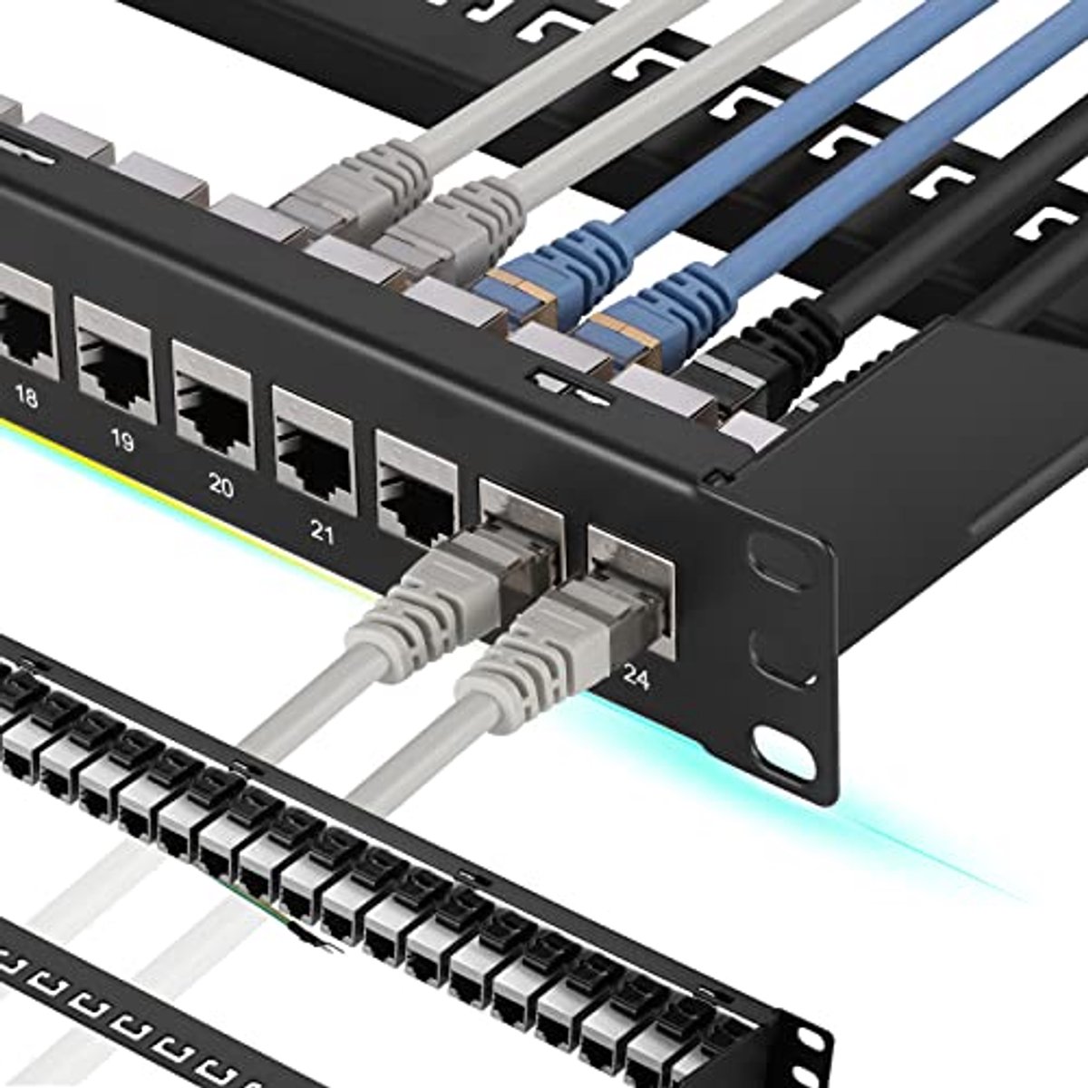 24-poorts Cat7 Patchpaneel met 10G-ondersteuning - STP Afgeschermd 19 Inch
