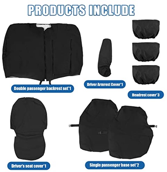Autostoelbeschermer Voor Ford Transit Custom (2024+) – Set Van 2 Voorstoelen, Waterdicht, Ademend, Antislip, Airbagcompatibel, Zwart