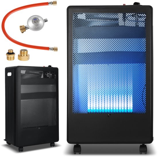 10L 20KW Gas Flow Heater with Power Shower,LPG Propane Butane Gas Water Heater Suitable for Home, RV and Outdoor,Silver