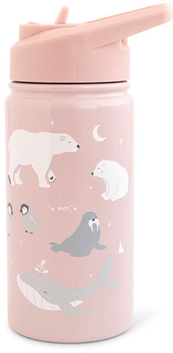 Saro Thermosfles Met Rietje 350ml Roze