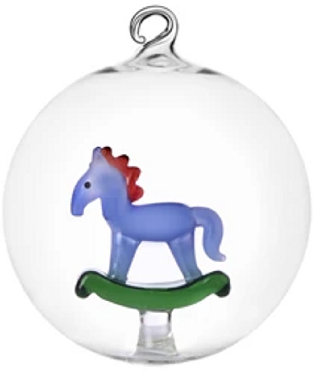 Ichendorf Milano glas - Schiaccianoci kerstbal "Rocking Horse" Ø 8cm - Borosilicaatglas