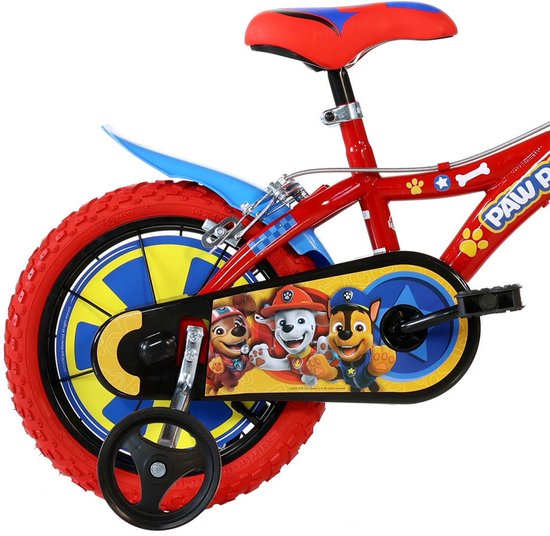 Dino Paw Patrol - Kinderfiets 14 Inch - van 3-5 Jaar - met Zijwieltjes - Jongensfiets Rood van Dino. — afbeelding 3