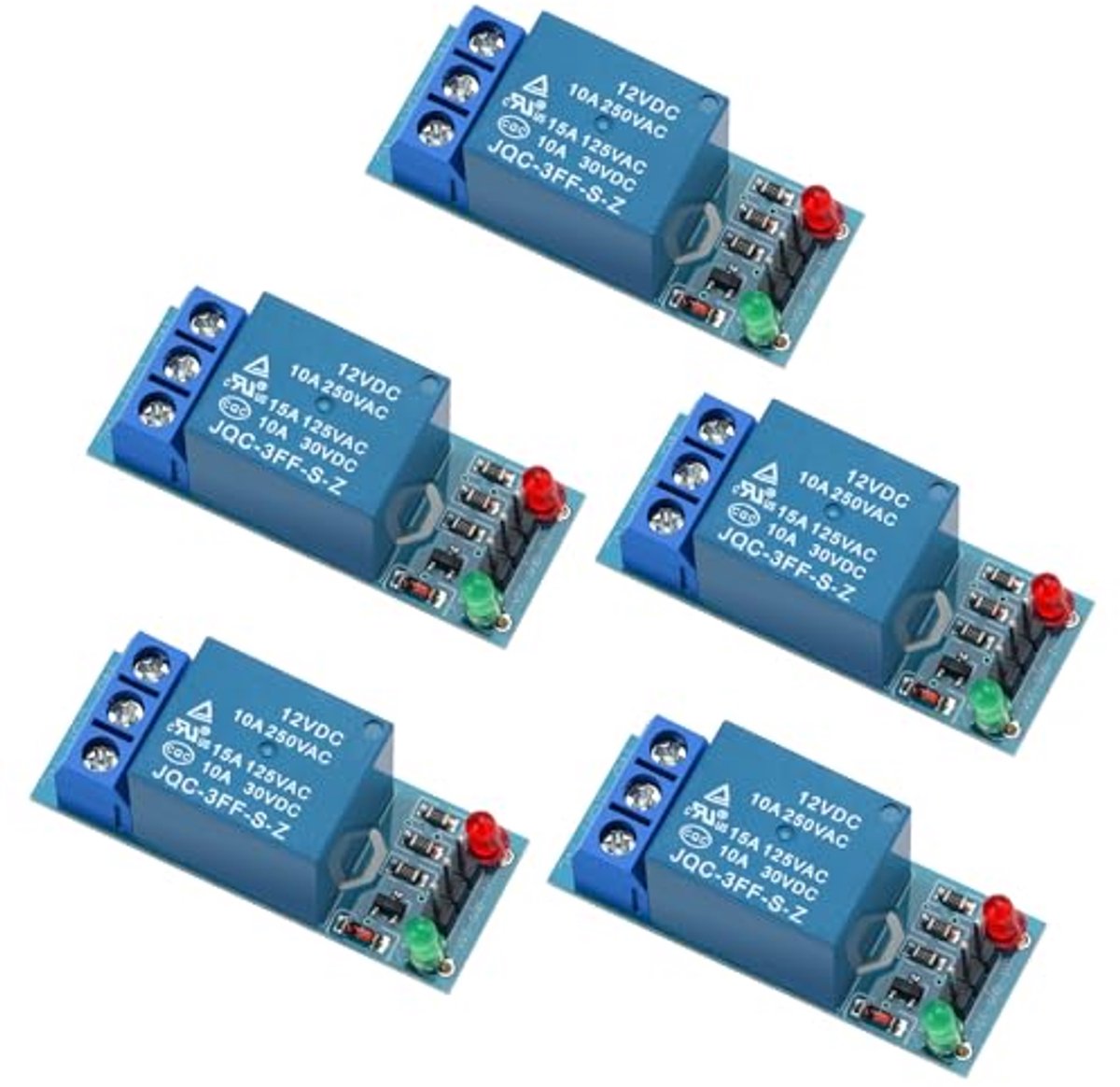 5 Stuks 12V 1-Kanaals Relais Module Board - Low Level Trigger met LED-Indicator voor Arduino