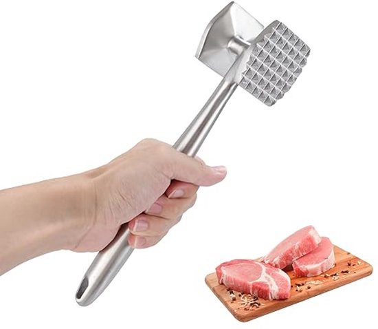 YOUNTHYE Vleeshamer 26 cm vleeshamer roestvrij staal, dubbelzijdige schnitzelklopper, sterke duurzame vleeshamer voor steak, kip, rundvlees, varkens, schnitzels, koteletten YOUNTHYE Vleeshamer 26 cm vleeshamer roestvrij staal, dubbelzijdige schnitzelklopper, sterke duurzame vleeshamer voor steak, kip, rundvlees, varkens, schnitzels, koteletten