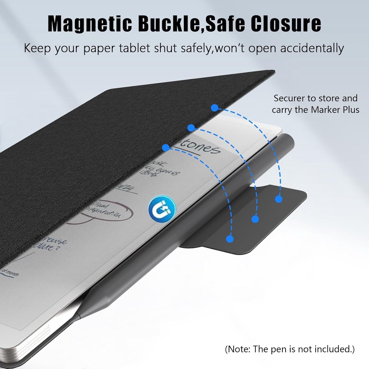 Étui Magnétique Pour Remarkable Paper Pro Move 7,3" - Protection PC, Fermeture Magnétique, Noir
