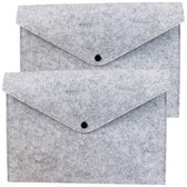 Techidna® - Documentenmap A4 - 33x23 cm [2 stuks] - Grijs Vilt - Kliksluiting - Documententas & Opbergmap - Ideaal voor onderweg - 2 stuks