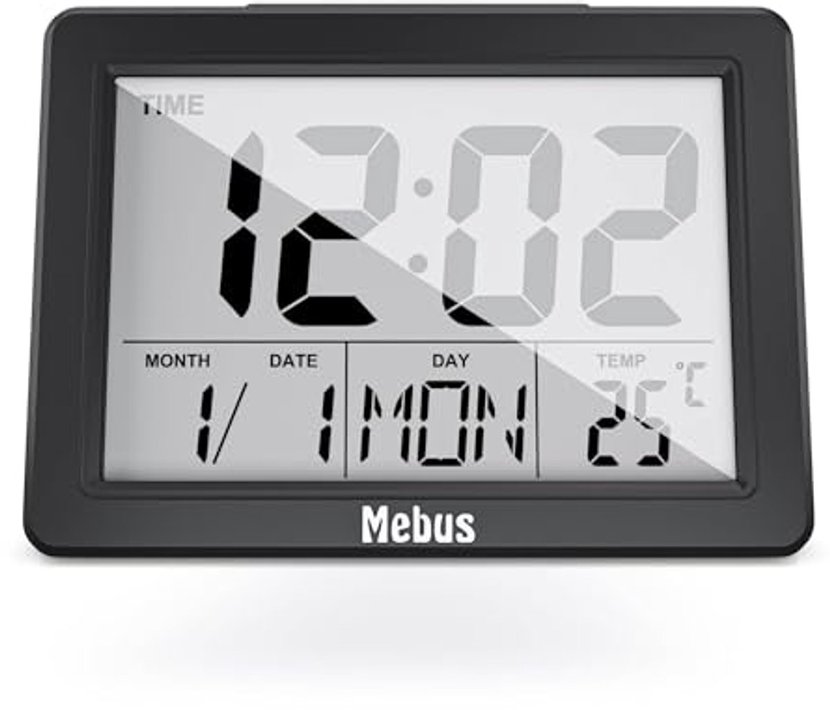 Digitale wekker met groot display en temperatuurweergave - Snooze, verlichting per knop, klap of snip