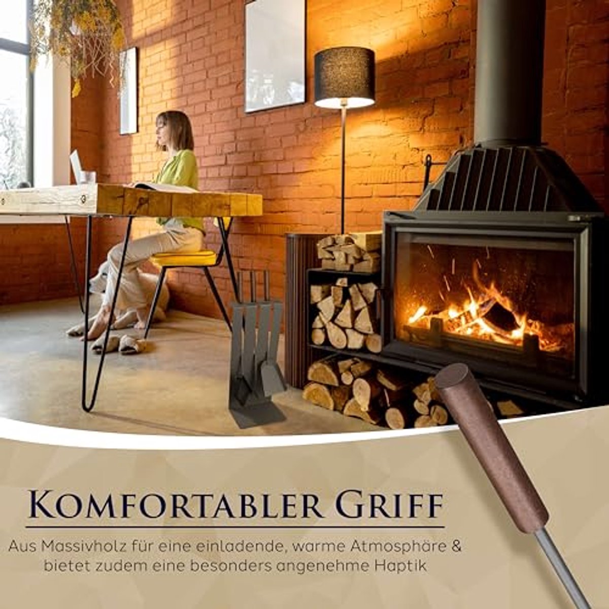 Modern Haardbestek Set - Compleet met Schop, Pookhaak en Bezem