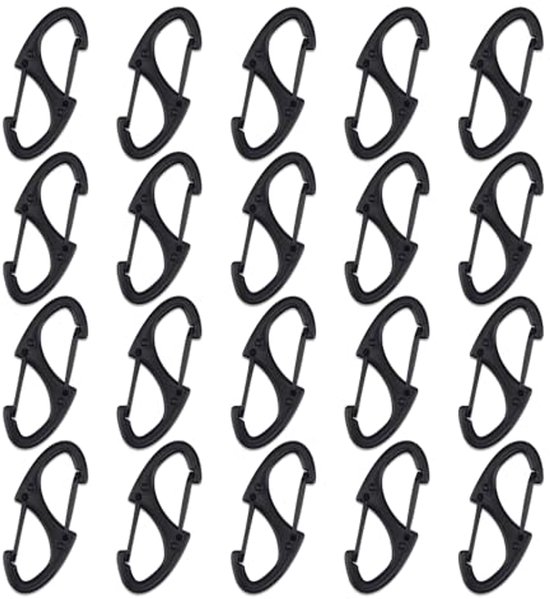 Karabijnhaak S vorm 30 stuks - Metalen sleutelhanger clips 30 mm zwart Karabijnhaak S vorm 30 stuks - Metalen sleutelhanger clips 30 mm zwart