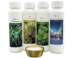 Sauna-opgietset 4 x 125 ml met Eucalyptus, Latschenper, Munt en Finse Winter