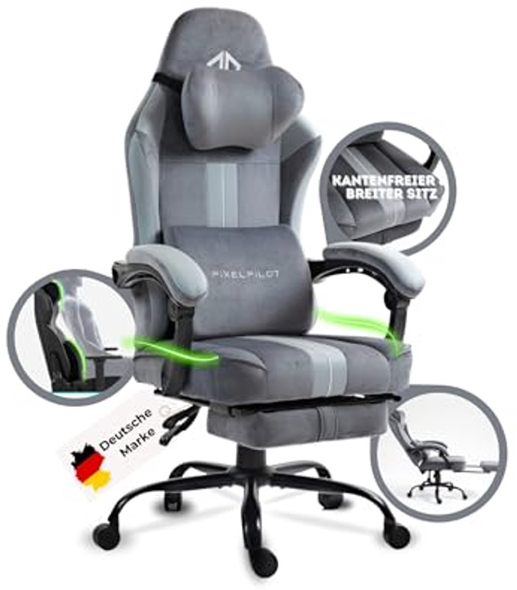 Ergonomische Gamingstoel met Voetsteun en Hoofd- en Lendensteun