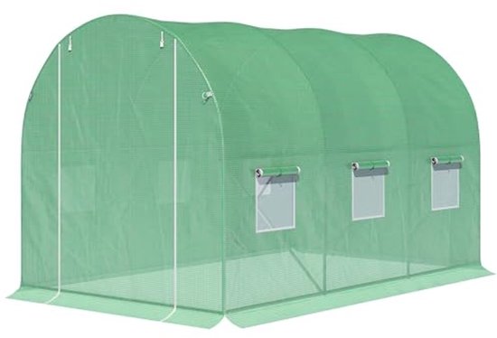 Outsunny PE broeikas, balkonkas, versterkt zeil 140 g/m², stalen frame, 2 oprolbare deuren met ritssluiting, voor groenteplanten, bloemen, binnen en buiten, 200 x 100 x 178 cm, wit