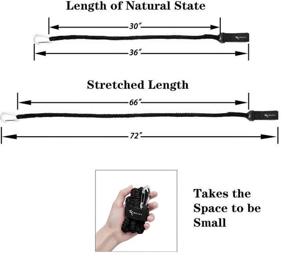 Rekbare kajak peddelriem voor SUP en hengels - Verstelbare elastische lanyard — afbeelding 3