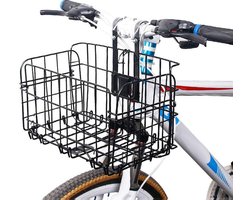 OIMG Fietsmand - Professioneel Voormand fiets - Universeel Fietsmand Stuur - Fietsmandje - Fietskrat - Fijnmazig staal - met Handvat en Haken - Ideaal voor Fiets /Scooter /Alledaagse fietsers /fietsliefhebbers - Zwart