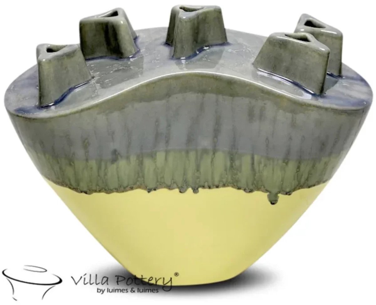 Villa Pottery Reactief Grijs Geel vaas Chimney D30 x B21 x