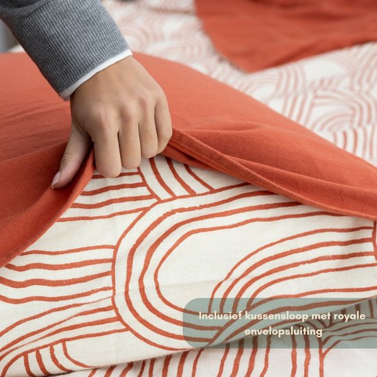 Luxueuze Terschellinger Flanellen Winter Dekbedovertrekset - Terracotta Boho - Voor Ultiem Comfort en Warme Nachten - 200x200/220 cm van Merkloos — afbeelding 2