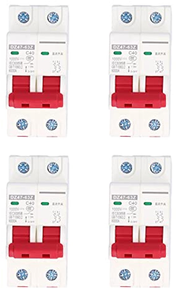 1000V DC stroomonderbreker 40A - 4 stuks - Thuisoverbelastingsbeveiliging en luchtschakelaar