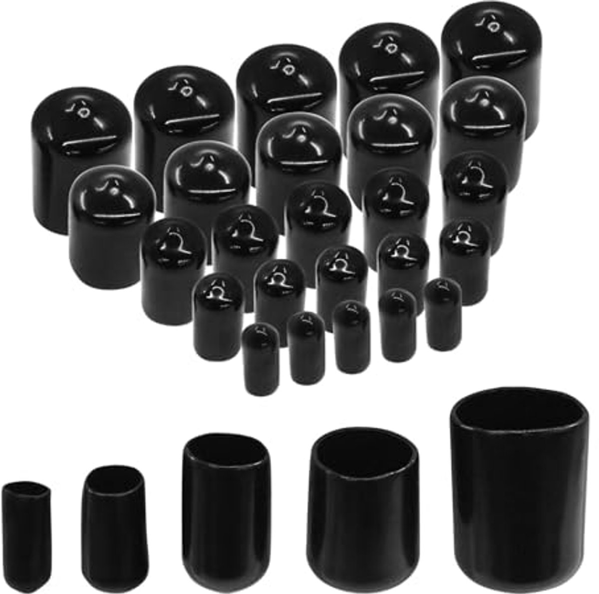 30 Stuks Rubberen Eindkappen Assortiment voor Schroefdraadbescherming 1/4" - 3/4"