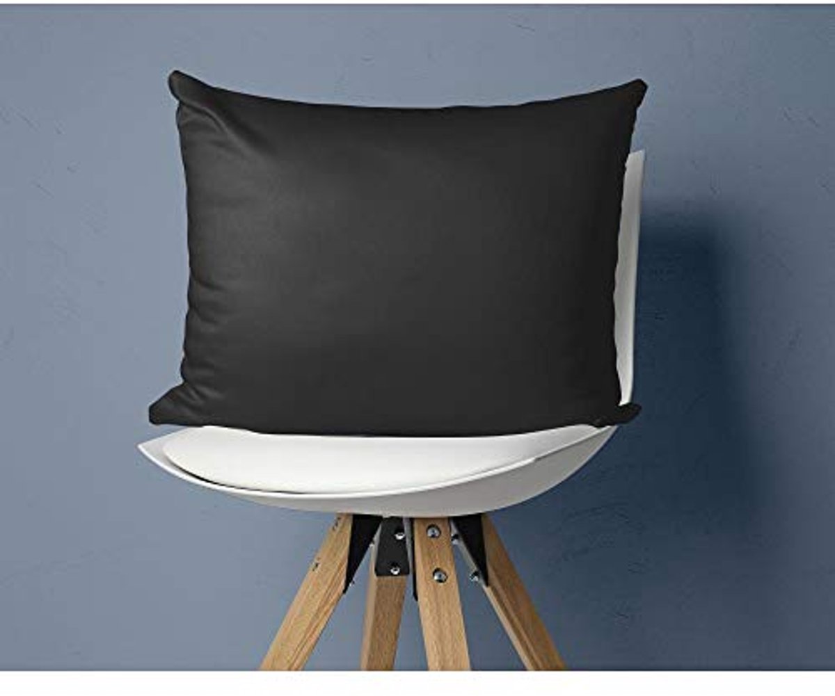 Kussenslopen Set van 2 - 60x70 cm - Effen Katoen-Satijn Zwart voor Luxe Slaapkamer
