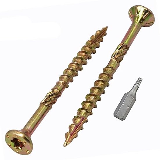 ORTAVA Stokschroeven M8, M8 x 100 mm Torx stokschroeven, TX25 dubbele schroefdraad, houtschroeven, van verzinkt staal (10 stuks