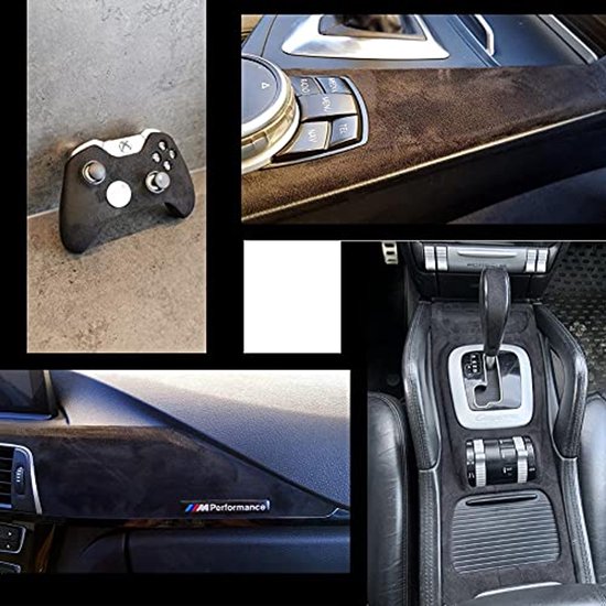 JTgugu 42 x 150 cm microvezelstof zelfklevend auto suède-look auto interieur folie zelfklevend met luchtkanalen voor auto-interieur bekleding sieraden lade - geen stretch rekbaar