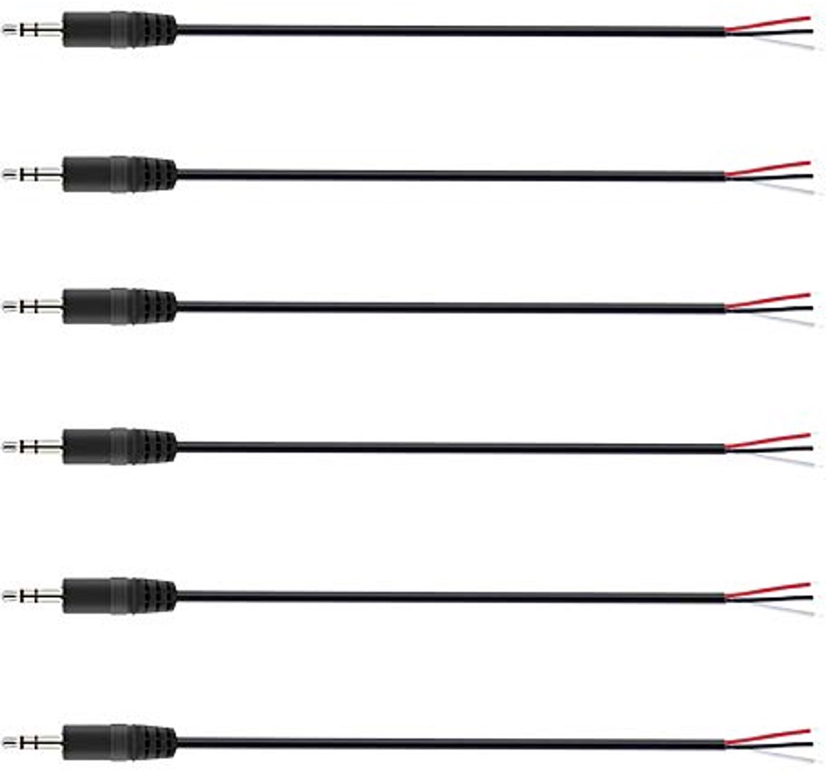 6 Stuks 2.5mm Mannelijke Plug naar Blote Draad TRS 3 Pool Stereo Plug Connector voor Hoofdtelefoon en Oortelefoon